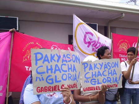 Activists protesting in front of Nograles's office in Davao